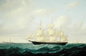 William Bradford - 'Dashing Wave' clipper ship off Boston Light, 1855