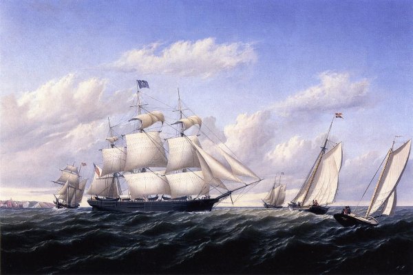 Whaleship 'Speedwell of Fairhaven, Outward Bound off Gay Head